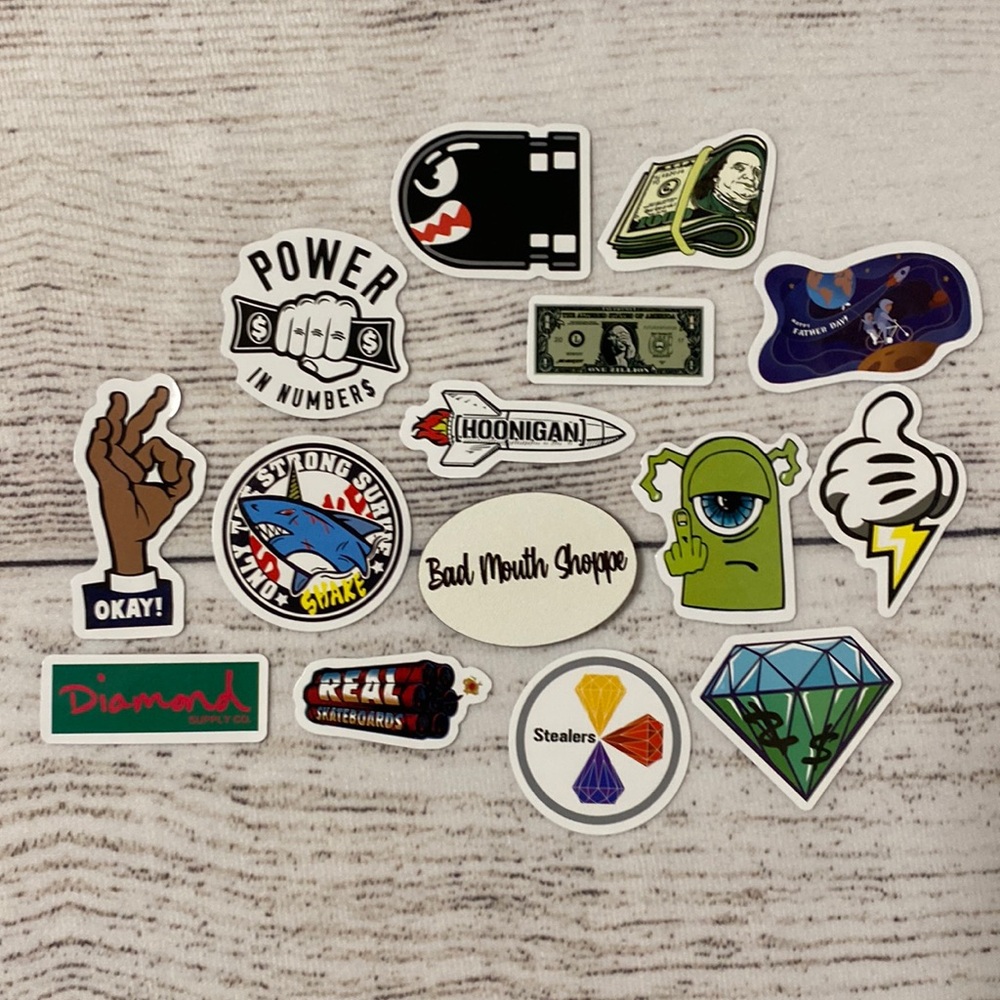 *Set 14 Colorful Waterproof Vinyl Sticker for Water Bottle Laptop Skateboard 2